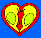 Dibujo Pajaritos enamorados pintado por amor animal