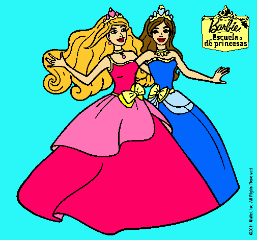 Dibujo Barbie y su amiga súper felices pintado por meli7