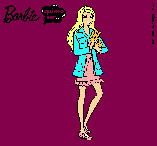 Dibujo Barbie con un gatito pintado por laylap9