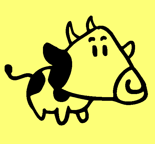 Dibujo Vaca con cabeza triangular pintado por bruha