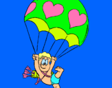 Dibujo Cupido en paracaídas pintado por deii