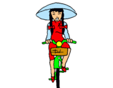 Dibujo China en bicicleta pintado por BITRIA