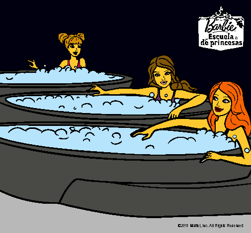 Dibujo Barbie y sus amigas en el jacuzzi pintado por Angyyy