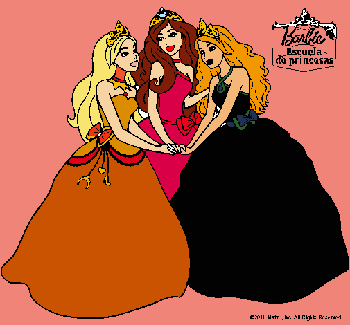 Dibujo Barbie y sus amigas princesas pintado por Brando_201