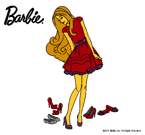 Dibujo Barbie y su colección de zapatos pintado por Angyyy