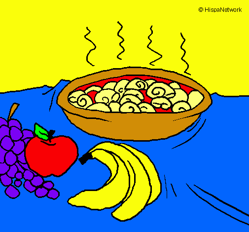 Dibujo Fruta y caracoles a la cazuela pintado por eulogio