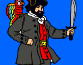 Dibujo Pirata con un loro pintado por sparrot