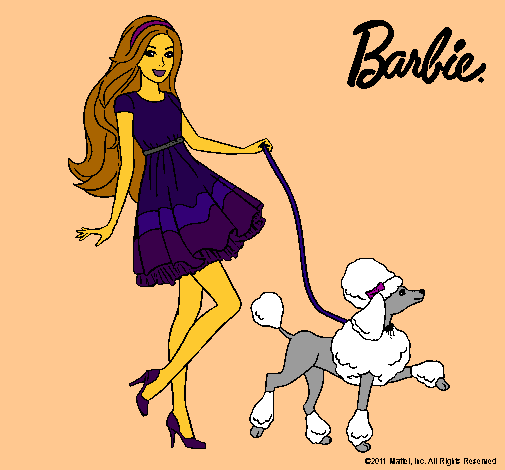 Dibujo Barbie paseando a su mascota pintado por Angyyy