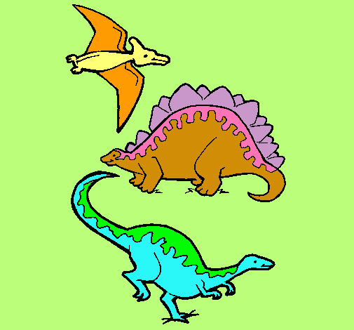 Dibujo Tres clases de dinosaurios pintado por IVANCITO