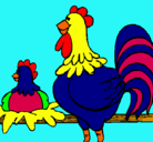 Dibujo Gallo y gallina pintado por jdxhznzanhzh