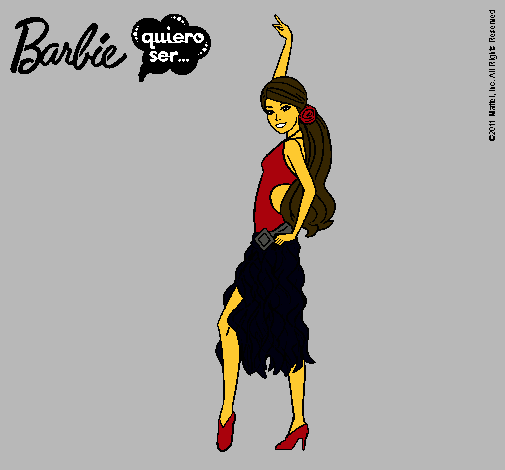 Dibujo Barbie flamenca pintado por Angyyy