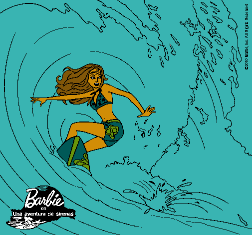 Dibujo Barbie practicando surf pintado por Angyyy