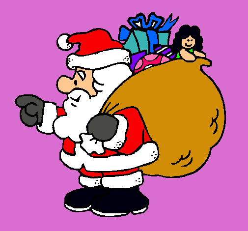 Dibujo Papa Noel con el saco de regalos pintado por Viky20
