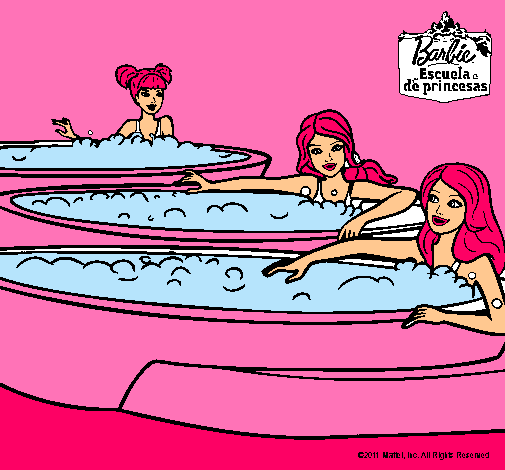 Dibujo Barbie y sus amigas en el jacuzzi pintado por lachiky_22