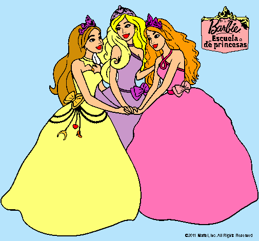 Dibujo Barbie y sus amigas princesas pintado por marianit