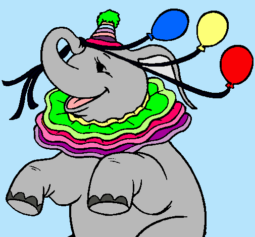 Dibujo Elefante con 3 globos pintado por PatoMartz