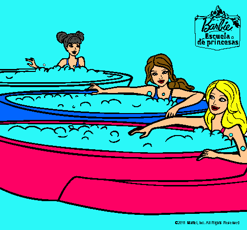 Dibujo Barbie y sus amigas en el jacuzzi pintado por 030503