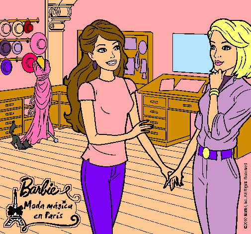 Dibujo Barbie con la diseñadora de moda pintado por Angyyy