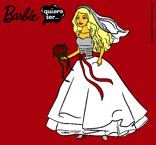 Dibujo Barbie vestida de novia pintado por Angyyy