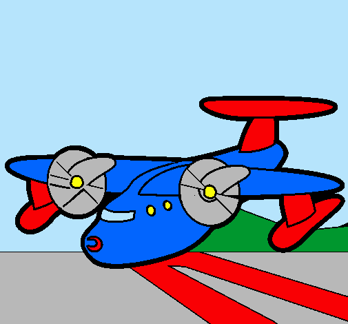 Dibujo Avión con aspas pintado por messi7