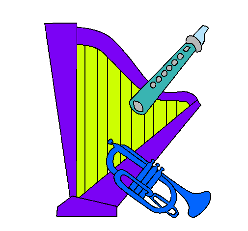 Dibujo Arpa, flauta y trompeta pintado por FcoJavier