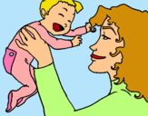 Dibujo Madre con su bebe pintado por emileteamo