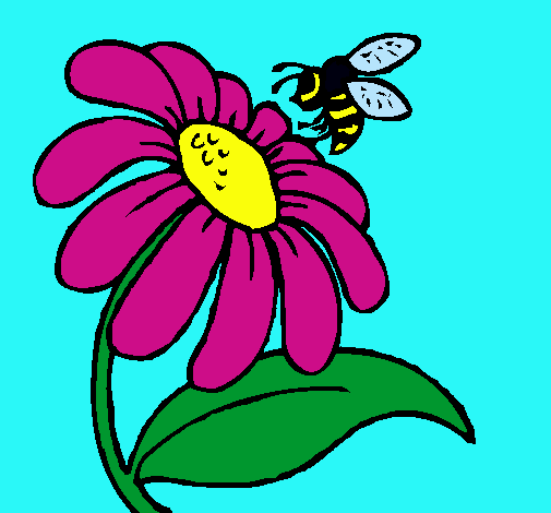 Dibujo Margarita con abeja pintado por cnec
