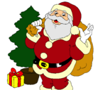 Dibujo Santa Claus y un árbol de navidad pintado por grp20