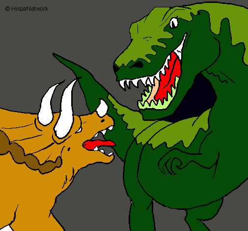 Dibujo Lucha de dinosaurios pintado por usuar