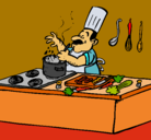 Dibujo Cocinero en la cocina pintado por Brando_201
