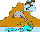 Dibujo Delfín y gaviota pintado por sttaar