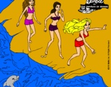 Dibujo Barbie y sus amigas en la playa pintado por LAORUU
