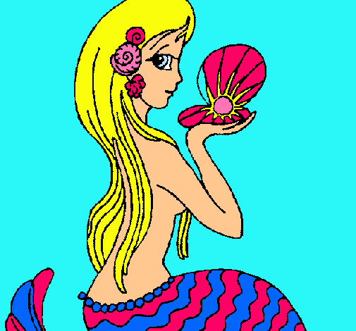 Dibujo Sirena y perla pintado por guapota