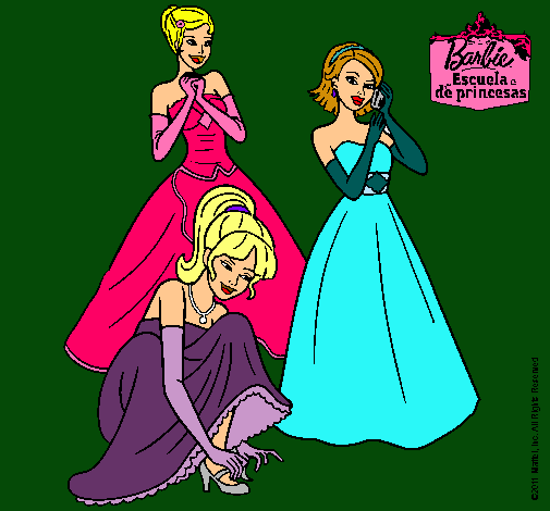Dibujo Barbie y sus amigas vestidas de gala pintado por hannah2