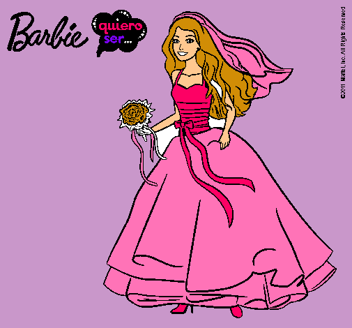 Dibujo Barbie vestida de novia pintado por chira