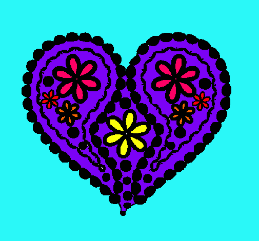 Dibujo Corazón de flores pintado por tefa21