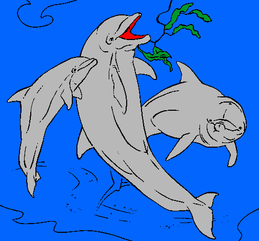 Dibujo Delfines jugando pintado por dinamargar