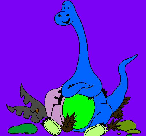 Dibujo Diplodocus sentado pintado por washington