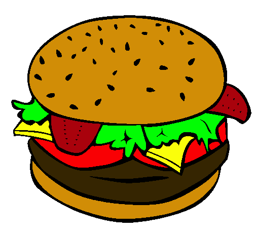 Dibujo Hamburguesa completa pintado por spiny