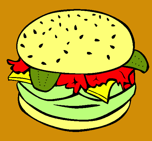 Dibujo Hamburguesa completa pintado por etefania