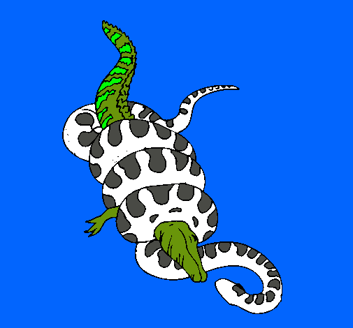 Dibujo Anaconda y caimán pintado por usuar