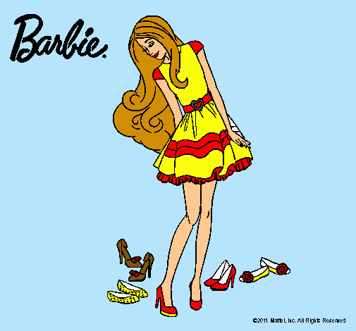 Dibujo Barbie y su colección de zapatos pintado por AniSierra