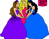 Dibujo Barbie y sus amigas princesas pintado por Zahi