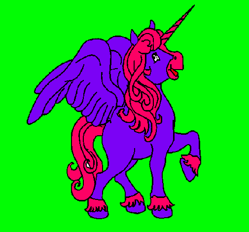 Dibujo Unicornio con alas pintado por caen