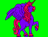 Dibujo Unicornio con alas pintado por caen
