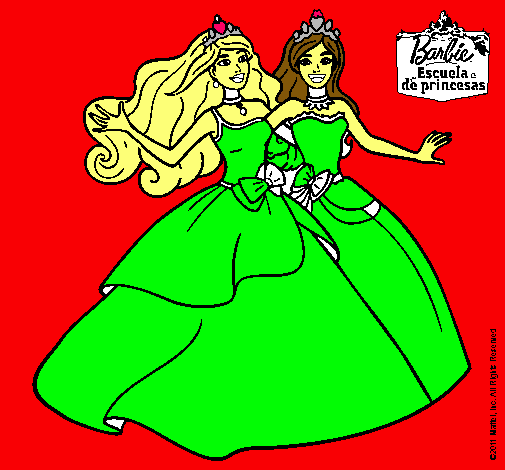 Dibujo Barbie y su amiga súper felices pintado por paty15