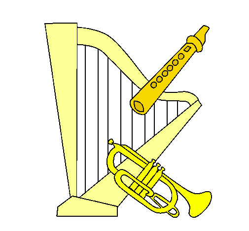 Dibujo Arpa, flauta y trompeta pintado por LaiaPM