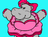Dibujo Hipopótama con lazo pintado por lauruki
