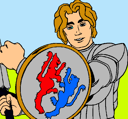 Dibujo Caballero con escudo de león pintado por dddds