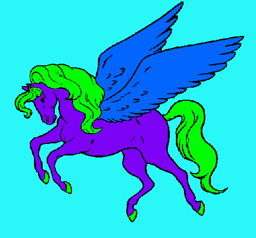 Dibujo Pegaso volando pintado por clawd